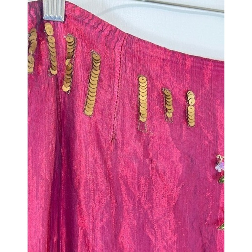 Vintage Y2K Nicole Miller Embroidered Silk Blend Maxi Skirt Goth Fairy Boho 10 - Picture 5 of 13